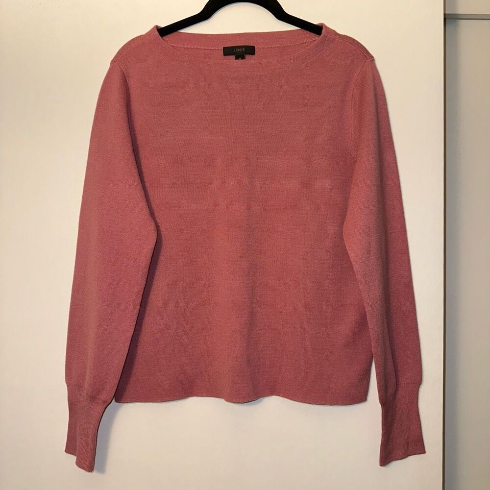 J. Crew Medium Pink Round Neck Merino Wool Blend Womens Sweater EUC